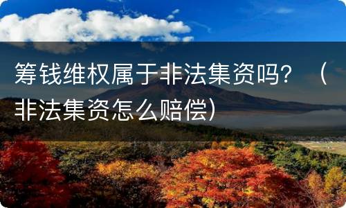 筹钱维权属于非法集资吗？（非法集资怎么赔偿）