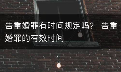告重婚罪有时间规定吗？ 告重婚罪的有效时间
