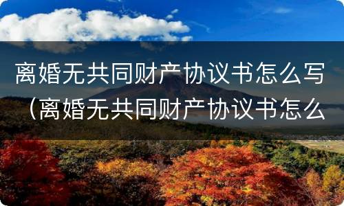 离婚无共同财产协议书怎么写（离婚无共同财产协议书怎么写的）