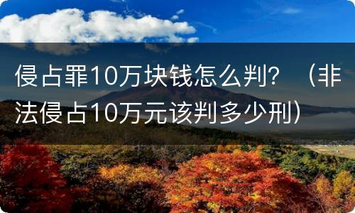侵占罪10万块钱怎么判？（非法侵占10万元该判多少刑）