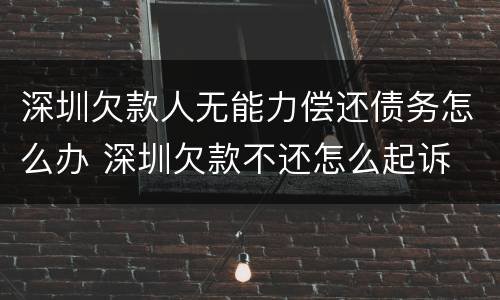 深圳欠款人无能力偿还债务怎么办 深圳欠款不还怎么起诉