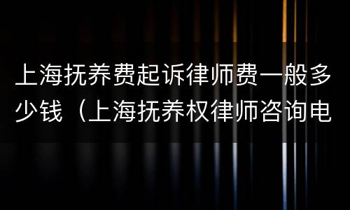 上海抚养费起诉律师费一般多少钱（上海抚养权律师咨询电话）