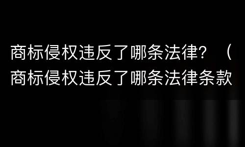商标侵权违反了哪条法律？（商标侵权违反了哪条法律条款）
