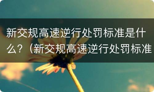 新交规高速逆行处罚标准是什么?（新交规高速逆行处罚标准是什么呢）