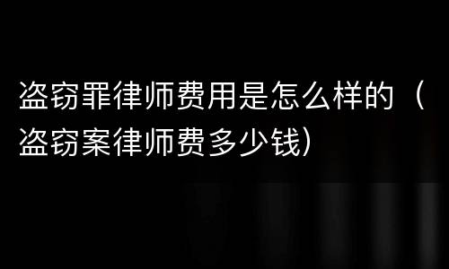 盗窃罪律师费用是怎么样的（盗窃案律师费多少钱）