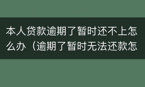 本人贷款逾期了暂时还不上怎么办（逾期了暂时无法还款怎么办）