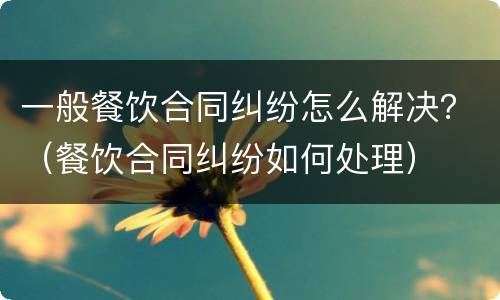 一般餐饮合同纠纷怎么解决？（餐饮合同纠纷如何处理）