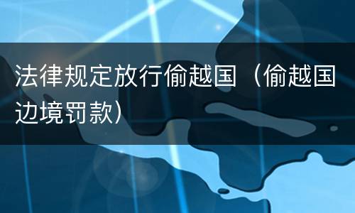 法律规定放行偷越国（偷越国边境罚款）