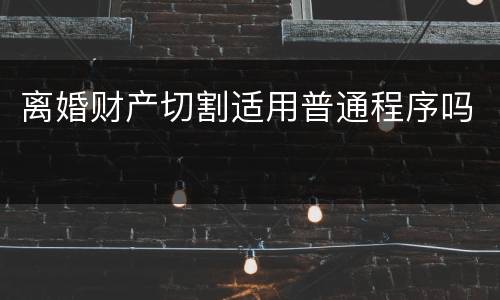 离婚财产切割适用普通程序吗