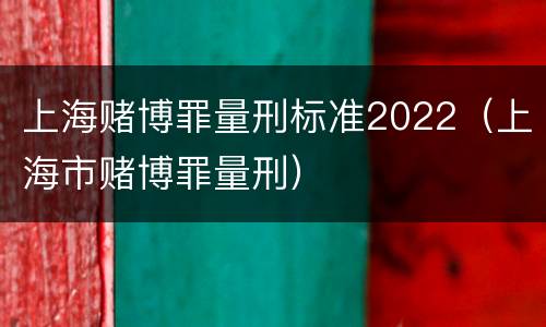 上海赌博罪量刑标准2022（上海市赌博罪量刑）