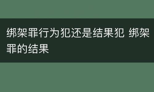 绑架罪行为犯还是结果犯 绑架罪的结果
