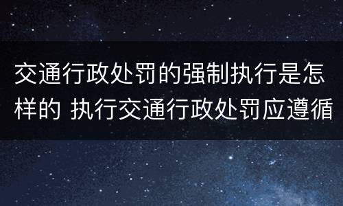 交通行政处罚的强制执行是怎样的 执行交通行政处罚应遵循的原则