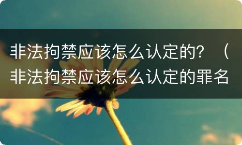 非法拘禁应该怎么认定的？（非法拘禁应该怎么认定的罪名）