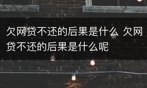 欠网贷不还的后果是什么 欠网贷不还的后果是什么呢