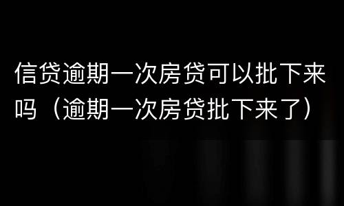 信贷逾期一次房贷可以批下来吗（逾期一次房贷批下来了）
