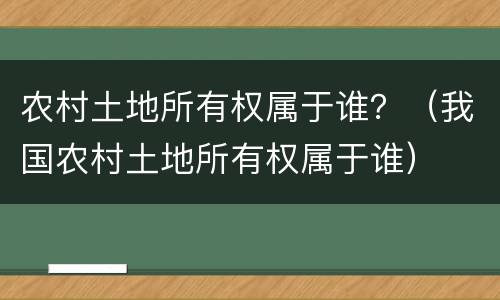 农村土地所有权属于谁？（我国农村土地所有权属于谁）
