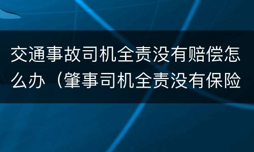 交通事故司机全责没有赔偿怎么办（肇事司机全责没有保险不赔钱怎么办）