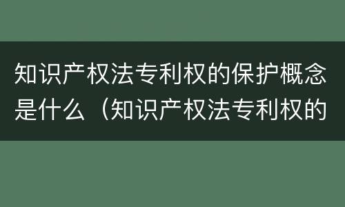 知识产权法专利权的保护概念是什么（知识产权法专利权的保护概念是什么意思）