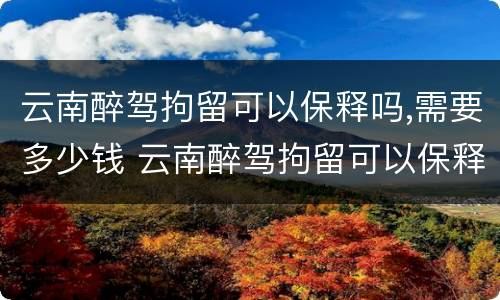 云南醉驾拘留可以保释吗,需要多少钱 云南醉驾拘留可以保释吗,需要多少钱呢