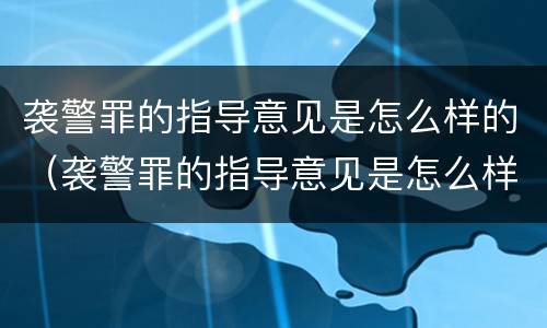 袭警罪的指导意见是怎么样的（袭警罪的指导意见是怎么样的内容）