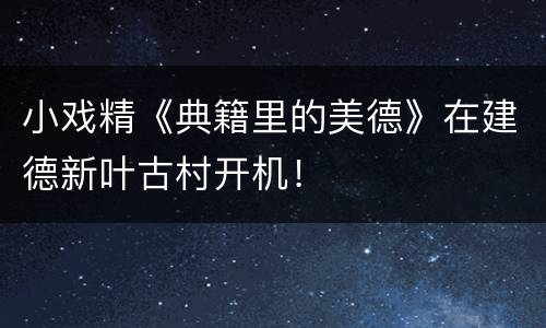 小戏精《典籍里的美德》在建德新叶古村开机！