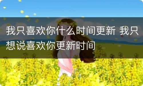 我只喜欢你什么时间更新 我只想说喜欢你更新时间