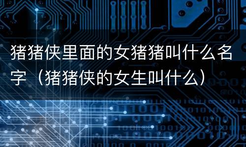 猪猪侠里面的女猪猪叫什么名字（猪猪侠的女生叫什么）