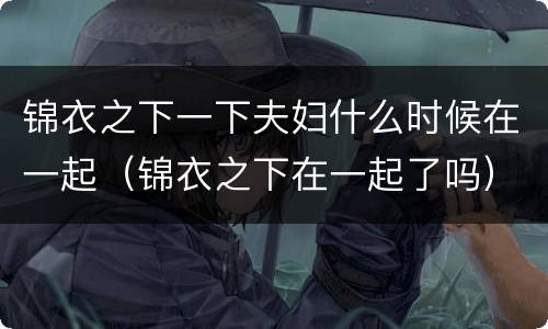 锦衣之下一下夫妇什么时候在一起（锦衣之下在一起了吗）