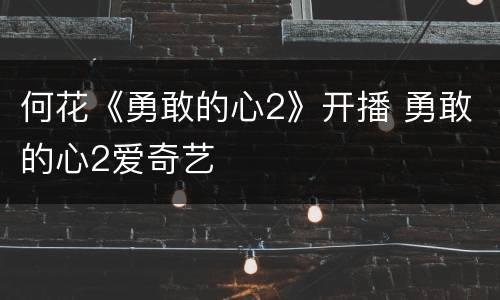 何花《勇敢的心2》开播 勇敢的心2爱奇艺