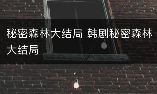 秘密森林大结局 韩剧秘密森林大结局