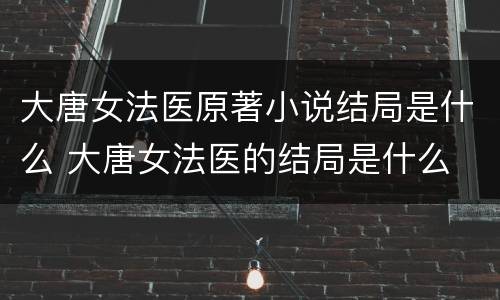 大唐女法医原著小说结局是什么 大唐女法医的结局是什么