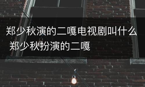 郑少秋演的二嘎电视剧叫什么 郑少秋扮演的二嘎