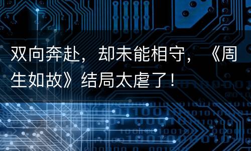 双向奔赴，却未能相守，《周生如故》结局太虐了！