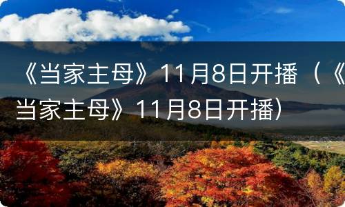 《当家主母》11月8日开播（《当家主母》11月8日开播）