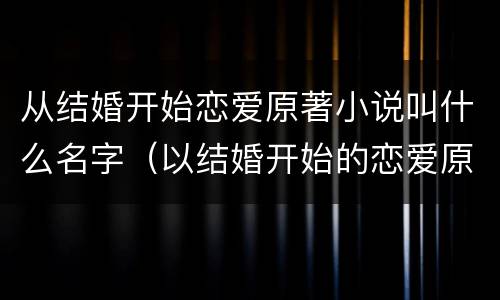 从结婚开始恋爱原著小说叫什么名字（以结婚开始的恋爱原著小说）