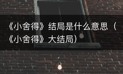 《小舍得》结局是什么意思（《小舍得》大结局）