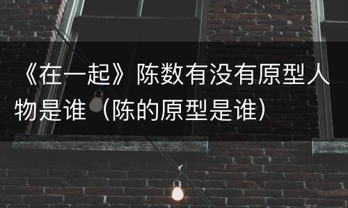 《在一起》陈数有没有原型人物是谁（陈的原型是谁）