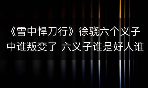 《雪中悍刀行》徐骁六个义子中谁叛变了 六义子谁是好人谁是坏人