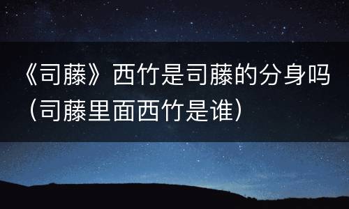 《司藤》西竹是司藤的分身吗（司藤里面西竹是谁）