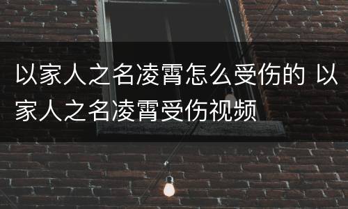 以家人之名凌霄怎么受伤的 以家人之名凌霄受伤视频