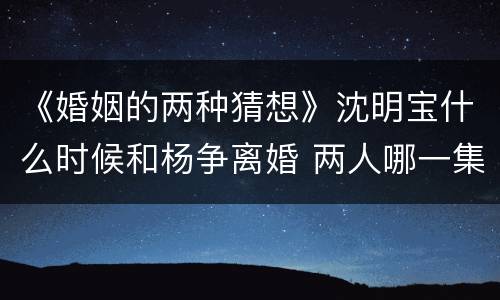 《婚姻的两种猜想》沈明宝什么时候和杨争离婚 两人哪一集离婚