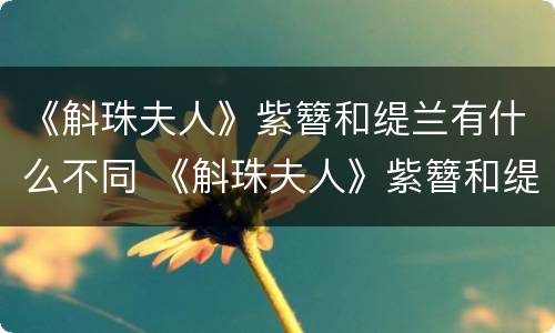 《斛珠夫人》紫簪和缇兰有什么不同 《斛珠夫人》紫簪和缇兰有什么不同吗