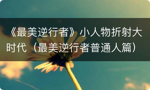 《最美逆行者》小人物折射大时代（最美逆行者普通人篇）