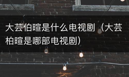 大芸伯暄是什么电视剧（大芸柏暄是哪部电视剧）
