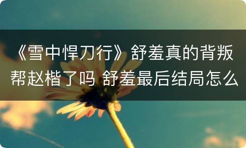 《雪中悍刀行》舒羞真的背叛帮赵楷了吗 舒羞最后结局怎么样