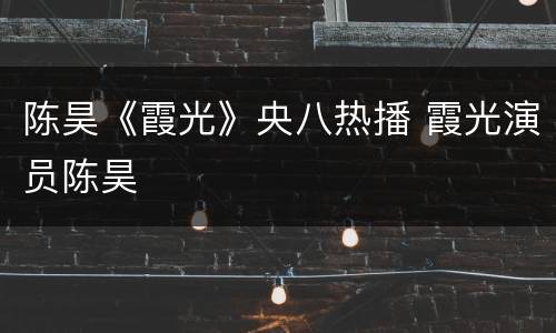 陈昊《霞光》央八热播 霞光演员陈昊