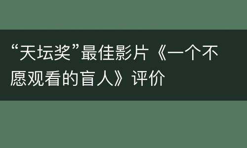 “天坛奖”最佳影片《一个不愿观看的盲人》评价