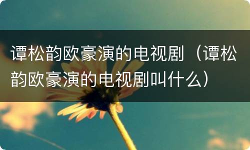 谭松韵欧豪演的电视剧（谭松韵欧豪演的电视剧叫什么）