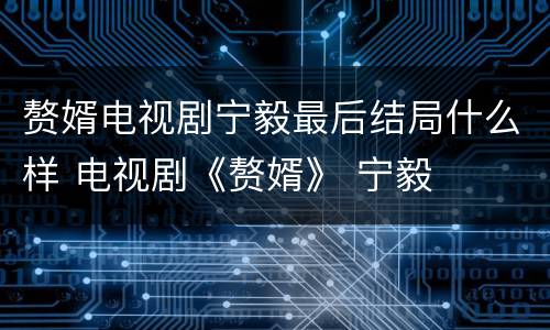 赘婿电视剧宁毅最后结局什么样 电视剧《赘婿》 宁毅