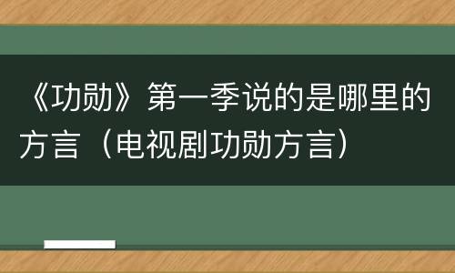 《功勋》第一季说的是哪里的方言（电视剧功勋方言）